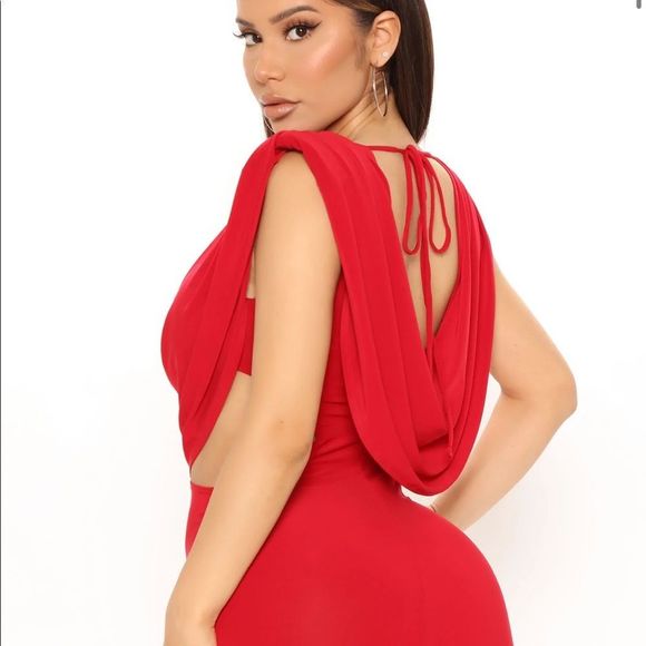 NWT Fashion Nova Deep Cowl Neck Red Mini Dress - Size XL - Picture 7 of 16